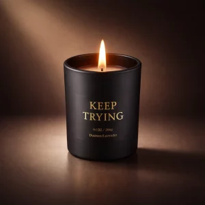 elegant black matte candle with flame (1)